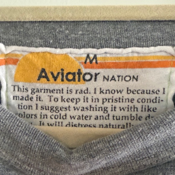 Aviator Nation Gray Sweatshirt with Rainbow Stripes Size Medium - Picture 4 of 4